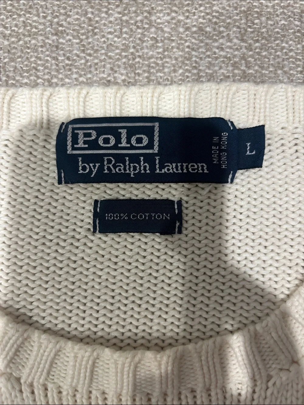 Polo by Ralph Lauren Cream Cotton Crewneck Sweater